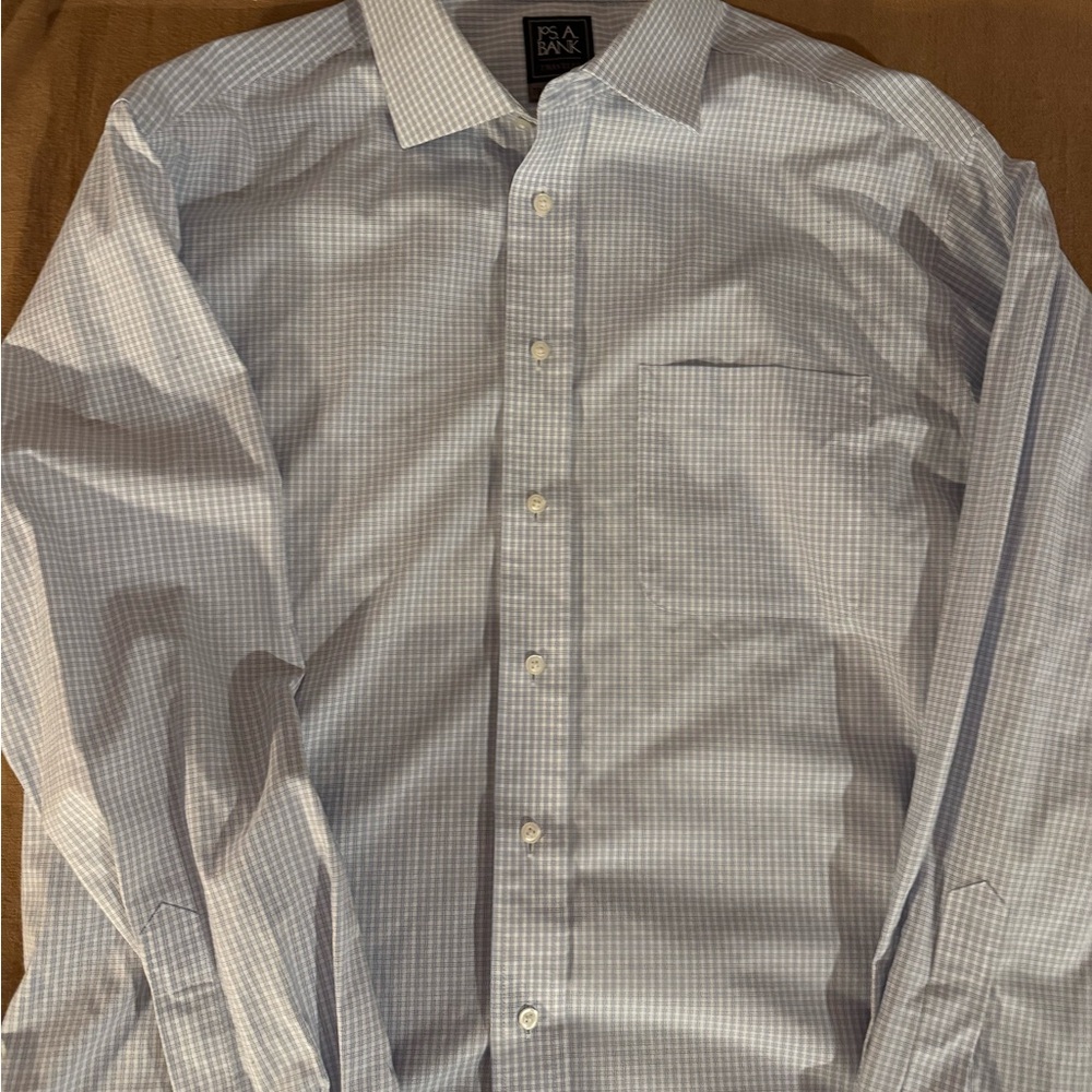 Jos. A. Bank Light Blue Checkered Dress Shirt